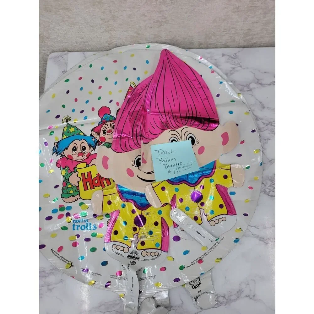 Troll Vintage 90s Happy Birthday Mylar Ballons Bundle Lot Of 5 #1